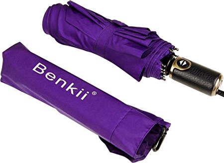 Benkii 60 Mph Windproof 10 Rib Travel Umbrella with Auto Open Close Button