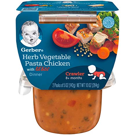 Gerber 3rd Foods Herb Vegetable, Pasta & Chicken Dinner with Lil' Bits, 5 oz Tubs, 2 Count (Pack of 6)