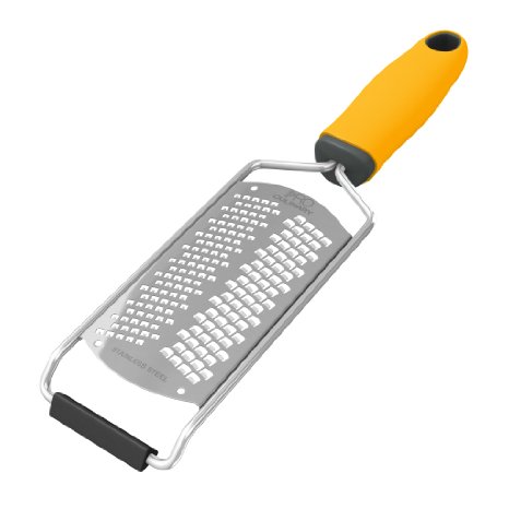Pro Culinary Zester Grater - Professional Hand Held Stainless Steel Fine Grater With Silicone Handle And Blade Protector - Dishwasher Safe - Yellow