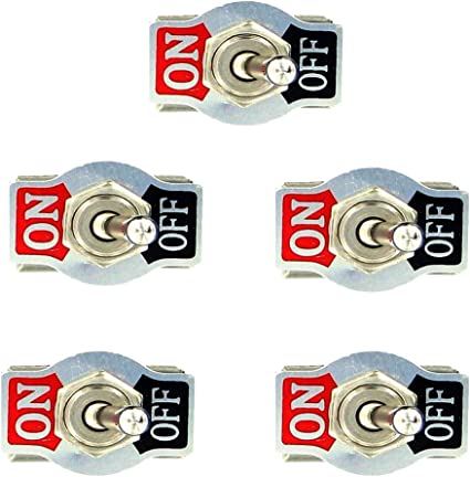Etopars 5 X Heavy Duty 20A 125V 15A 250V DPST 4 Terminal Pin ON/OFF Rocker Toggle Switch Flick Metal