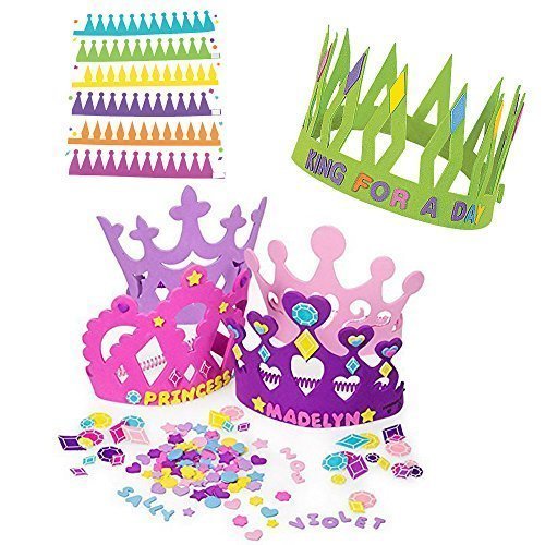 12 Princess Foam Tiara Craft Kits   12 Prince King Foam Crown Craft Kits - Great fun for kids birthday party.