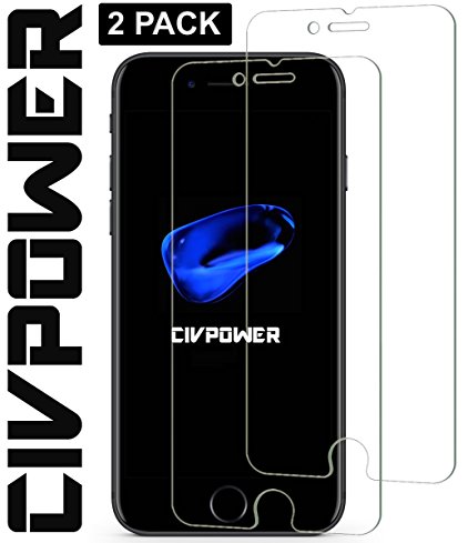 iPhone 8 and iPhone 7 Screen Protector - Apple iPhone8 and iPhone7 Tempered Glass Screen Protector for iPhone 8 and iPhone 7 - Japanese-grade Asahi Tempered Glass with 9H Hardness by CIVPOWER (2 Pack)