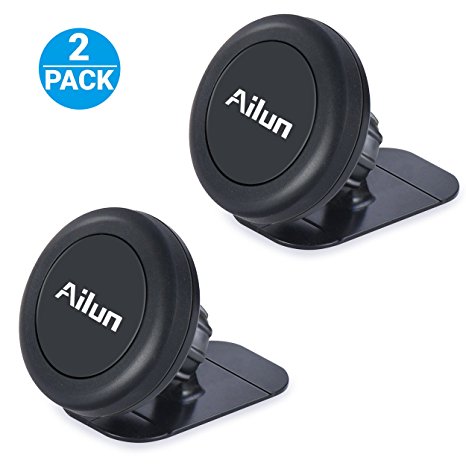 Car Phone Mount,Key Holder,by Ailun,[2Pack] Dashboard Magnetic Car Mount Holder, Stick-on for iPhone 7/6/6s Plus,Samsung Galaxy S8/S8 ,S7/S7 Edge,S6/S6 Edge  Galaxy Note 5 & Other Smartphones[Black]