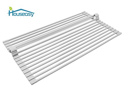 Houseasy Sink Multipurpose Roll-up Dish Drying Rack, Cooling Rack for Baked Goods, Grey