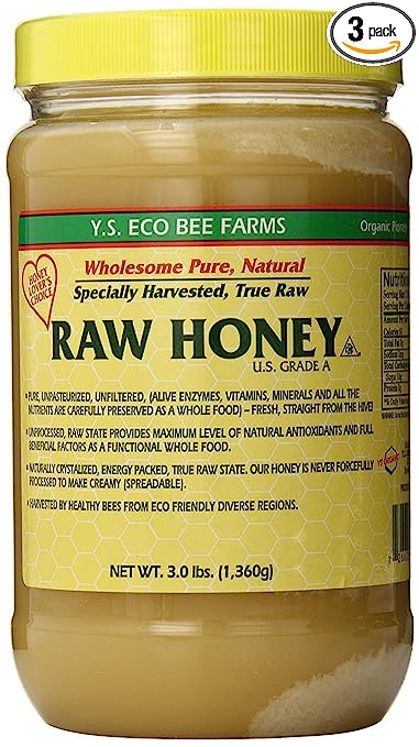 YS Eco Bee Farms RAW HONEY - Raw, Unfiltered, Unpasteurized - Kosher 3lbs - PACK OF 3