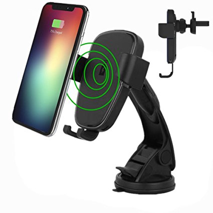 Wireless Car Charger,AOSANG QI Car Charging Dock Mount Air Vent Phone Holder For iPhone 8/ 8 Plus/ X Samsung Galaxy Note 8/ S8/ S8 / S7/ S6 Edge / Note 5 and All Qi Enable Phones