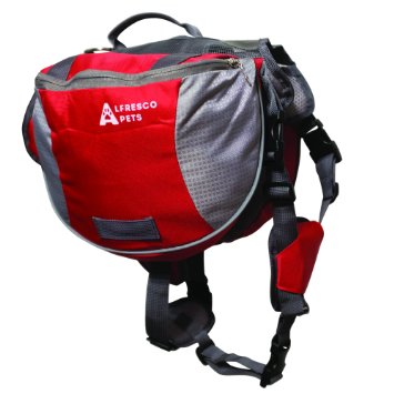 Dog Backpack Carrier Harness from Alfresco Pets (Large, Red)