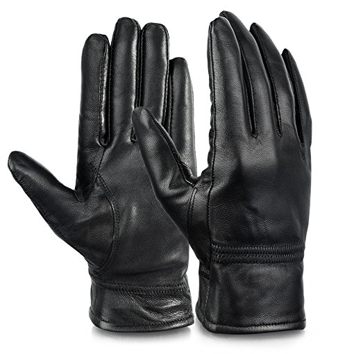 Vbiger Womens Leather Gloves Winter Gloves Cold Weather Warm Mittens Black