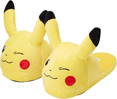 Pokemon Boys' Slippers – Pikachu and Pokeball Plush Fuzzy Slipper Slides (Little/Big Kid)