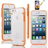 TCD for Apple iPhone 5 5S ORANGE Thin Slim Transparent Case LIFETIME WARRANTY Crystal Clear Case Shell includes FREE SCREEN PROTECTOR AND STYLUS PEN