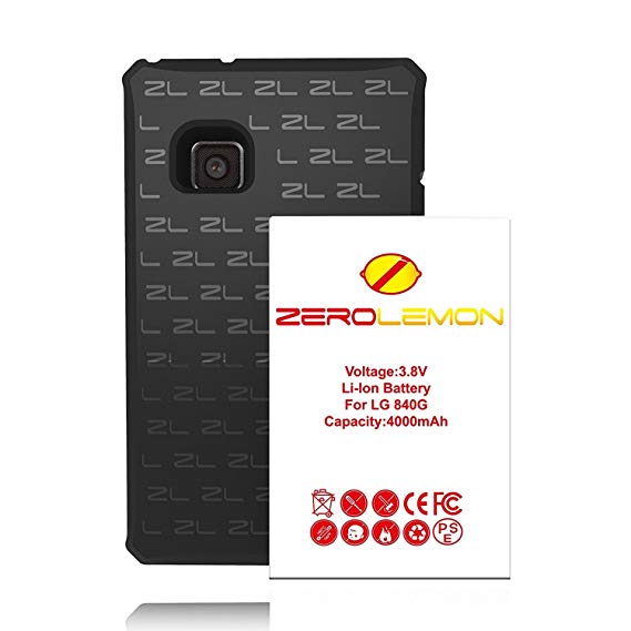 [180 Days Warranty] Zerolemon LG 840G 4000mah Extended Battery   Free Black Extended TPU Full Edge Protection Case - World's Highest 840G Battery Capacity - Black