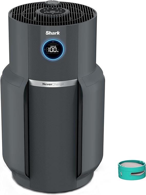 Shark HP301 NeverChange Air Purifier MAX, 5-year filter, save $300+ in filter replacements, Whole Home, 1300 sq. ft., Odor Neutralizer Technology, captures 99.98% of particles, dust, smells, Grey