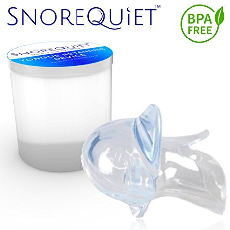 Anti Snoring Tongue Retaining Device by SnoreQuiet - Stop Snoring Sleep Aid Solution BPA Free - Better Than Mouthpiece (2018)