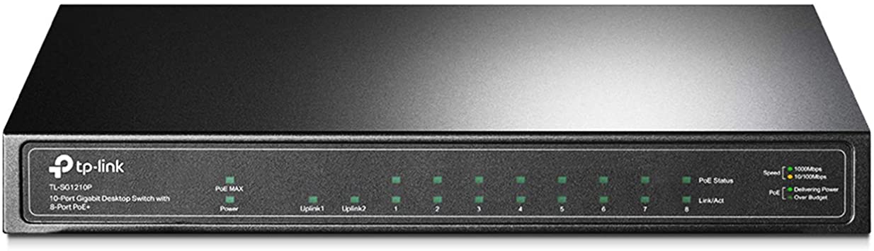 TP-Link 8 Port Gigabit PoE Switch | 8 PoE  Ports @63W, w/ 1 Gigabit Port and 1 SFP Slot | Desktop | Plug & Play | Life Warranty | Support QoS and IGMP (TL-SG1210P)