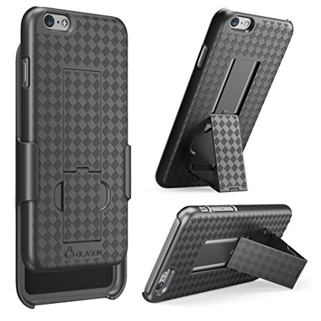 iPhone 6 Plus Case, i-Blason [Transformer] iPhone 6 Plus (5.5) Case Slim HolsterKickstand [Holster Combo] Textured Finish [Better Grip] - Slim Case for iPhone 6 Plus 5.5 inch (Black)