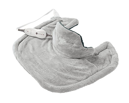 Sunbeam Renue Contouring Neck and Shoulder Heating Pad, 4 Temperature Settings, 2-Hour Auto-Off, Machine Washable, 22’’ x 19’', Grey