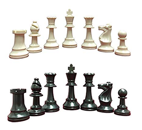 Heavy, Triple Weighted, School, Club, Tournament Chess Set, Black/White - 34 Chess Pieces (2 Extra Queens), 3.75" Tall King, Instructions on How to Play Chess