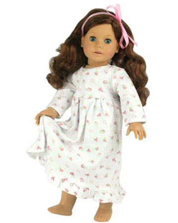18 Inch Dolls Clothes Nightgown fits American Girl Dolls, Print Knit Nightgown Doll Clothing for 18 Inch Dolls