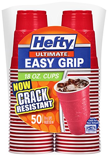 Hefty Ultimate Easy Grip Cups (Red, 18-Ounce, 50-Count)