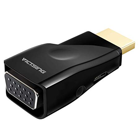 VicTsing HDMI to VGA Adapter with Audio, Gold-Plated 1080P HDMI to VGA Converter (Male to Female) with Micro USB and 3.5mm Audio Port Cable for Computer, PC, Desktop, Laptop, Monitor, Projector, HDTV