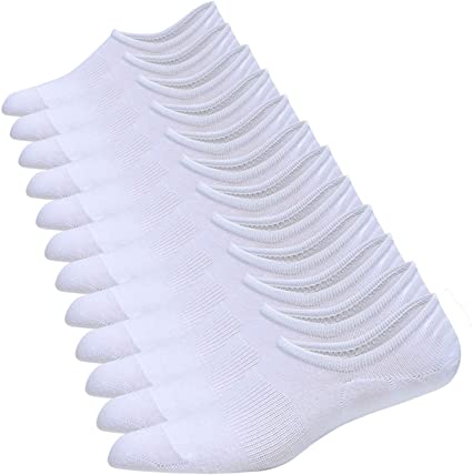 Jormatt Mens Cotton Low Cut No Show Socks With Non Slip Grips, 6 Pairs 8 Pairs