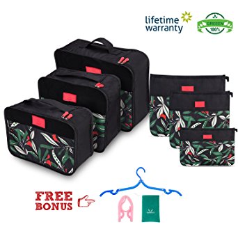 Packing Cube 6 Set Lightweight Travel Luggage Organizer with Durable Zippers