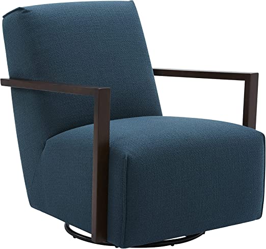 Amazon Brand – Rivet Contemporary Upholstered Glider Accent Chair with Wood Arms, 30.3"W, Juniper Blue