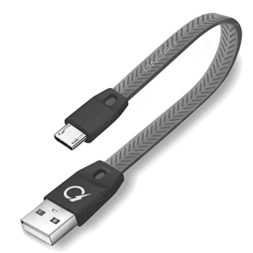 Oncro ® Short Usb Cable, Micro Usb Cable Fast Charging, Power Bank Cable Micro Usb Short Length, Mini Small Powerbank Cable Micro Usb Fast Charging Data Transfer And Charge 25 Cm, Grey, Black