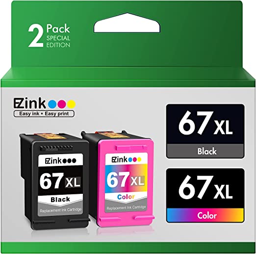 E-Z Ink (TM) Ink Cartridge Replacement for HP 67XL 67 XL 67 for DeskJet 2755e 4155e Envy Pro 6455 6458 6475 Envy 6455e 6055 6055e 6075 DeskJet Plus 4132 4155 (1 Black,1 Tri-Color 2 Pack)