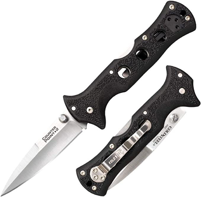 Cold Steel Counter Point Folding Knife with Tri-Ad Lock and Pocket Clip, Counter Point 2, 3"