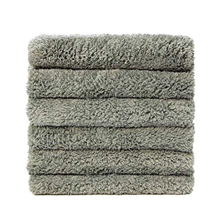 Carcarez Microfiber Car Wash Drying Towels Professional Grade Premium Microfiber Towels for Car Wash Drying 16 in.x 16 in. Pack of 6 (Gray)
