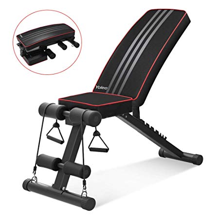 YOLEO Adjustable Weight Bench - Utility Weight Benches for Full Body Workout, Foldable Incline/Decline Bench Press for Home Gym