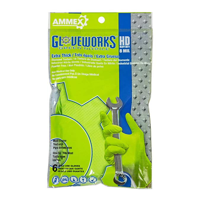 GLOVEWORKS Green Nitrile Latex Free Disposable Gloves (Case of 25 Packs)