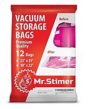 Mr.Stimer Space Saver Vacuum Storage Bags - 12 Ziploc Space Saver Vacuum Sealer - Compression Storage Bags for Packing