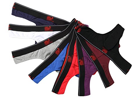 SiikWorld Men's Ice Silk Thong Low Rise Underwear Pack of 8