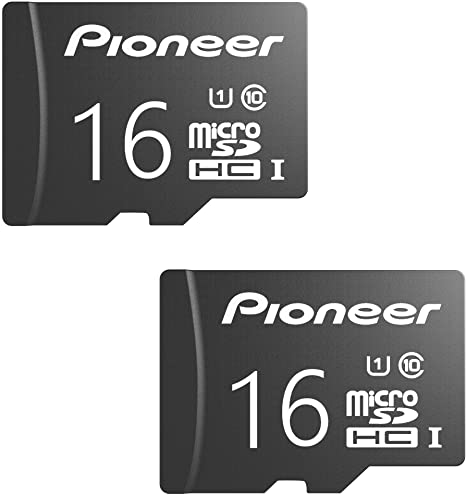 Pioneer microSD Classic with Adapter - C10, U1, Full HD Memory Card (2 Pack) (16G (2pack))