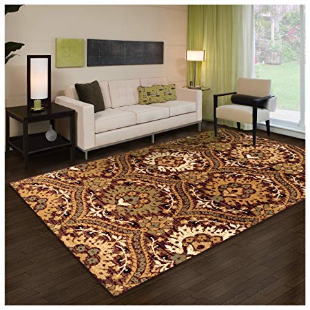 Superior Augusta Collection Area Rug, 8mm Pile Height with Jute Backing, Woven Fashionable and Affordable, 2' x 3' Red