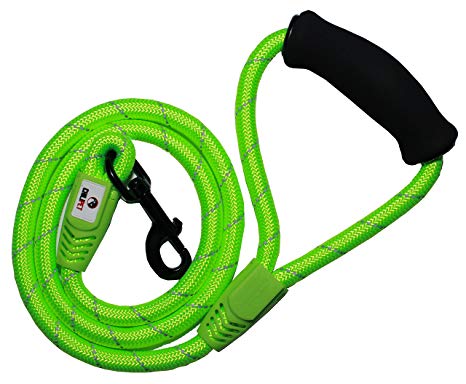 Comfortable & Shock Absorbing 4ft Climbing Rope Dog Leash with Comfy Foam Handle for Walking Running Hiking & Training with your Pet. Ideal for Small, Medium and Large Breeds (5/8 X 48" Inches, Lime)