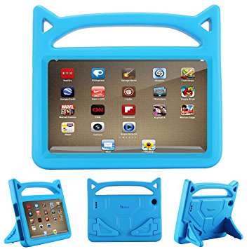 All-New Fire 7 2017 Case,Fire 7 2015, Riaour Kids Shock Proof Protective Cover Case for Amazon Fire 7 Tablet (Compatible with 5th Generation 2015 / 7th Generation 2017) (Blue)