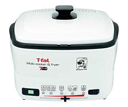 T-fal FR4900 7-in-1 Multi-Cooker and Deep Fryer with Nonstick Removable Bowl and Timer, 2.2 Pound, White