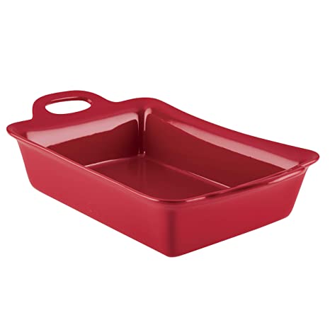 Rachael Ray 47856 Solid Glaze Ceramics Bakeware / Baking / Lasagna Pan, 9 Inch x 13 Inch, Red