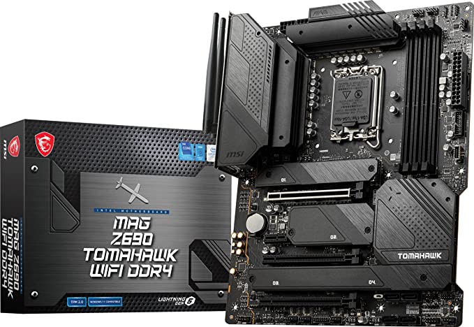 MSI MAG Z690 Tomahawk WiFi DDR4 Gaming Motherboard (ATX, 12th Gen Intel Core, LGA 1700 Socket, DDR4, PCIe 4, CFX, M.2 Slots, Wi-Fi 6E)