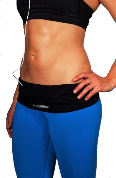 Peregrine Running Belt  Exercise Belt  Fitness Belt for Men and Women- Secure Zipper Pocket- Fits iPhone 6- Use for Gym Workouts Cycling Walking Travel- No Bounce- 100 Money back Guarantee