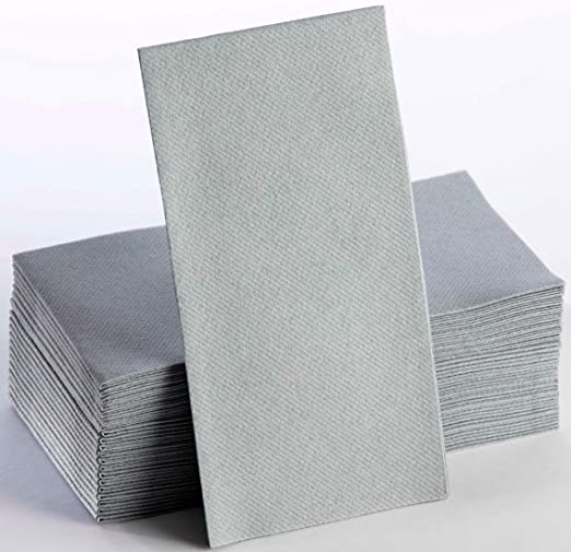 Grey Napkins | Linen Feel Guest Disposable Cloth Like Paper Lunch Napkins | Hand Towels | Soft, Absorbent, Paper Hand Napkins for Kitchen, Bathroom, Parties, Weddings, Dinners Or Events | 50 Pack