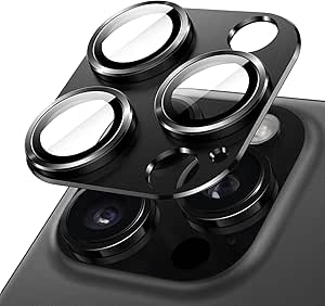 JETech Camera Lens Protector for iPhone 16 Pro 6.3-Inch and iPhone 16 Pro Max 6.9-Inch, Full Coverage 9H Tempered Glass Ring Cover, Matte Metal Plate, Case Friendly, 1-Pack (Black)