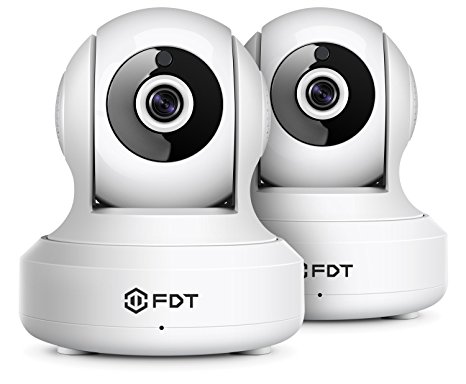 2-Pack FDT 720P HD WiFi Pan/Tilt IP Camera (1.0 Megapixel) Indoor Wireless Security Camera FD7901 (White), Plug & Play, Two-Way Audio & Nightvision