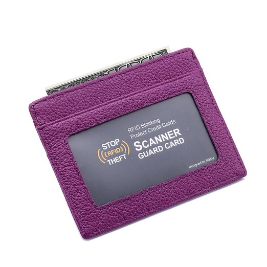MEKU RFID Blocking Wallet Slim Front Pocket Leather Card Holder with ID Window