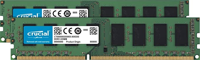 Crucial 16GB Kit (8GBx2) DDR3L 1600 MT/s (PC3L-12800) Unbuffered UDIMM Memory CT2K102464BD160B