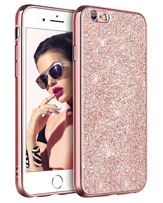 BENTOBEN iPhone 6 Case, iPhone 6S Case, Protective Shockproof Apple iPhone 6 6S Phone Case, Luxury Glitter Sparkle Bling Pretty Phone Case, Slim Shiny Phone Cover Case for Girls, Women - Rose Gold