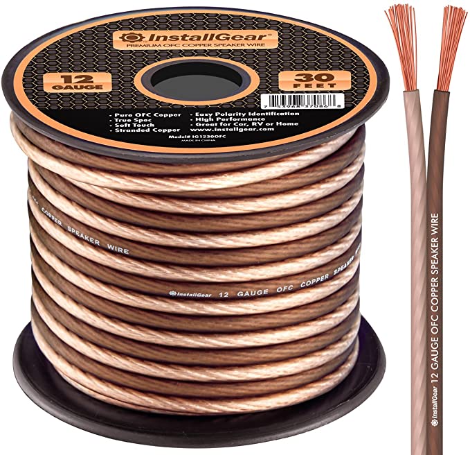 InstallGear 12 Gauge Speaker Wire - 99.9% Oxygen-Free Copper - True Spec and Soft Touch Cable (30-feet)